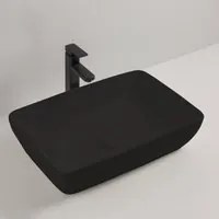 Lavabo d'appoggio in ceramica nero opaco senza foro miscelatore 59x40x14.5H 9440B