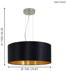 Eglo 31605 - Lampadario a sospensione con filo MASERLO 3xE27/60W/230V