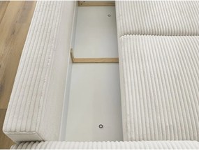 Divano color crema allungabile con rivestimento in velluto a coste 257 cm Lucien – Bobochic Paris