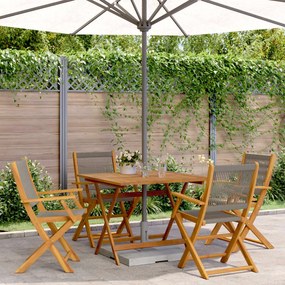 Set Da Pranzo Da Giardino 5 Pz Polipropilene E Legno Massello /