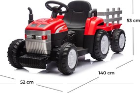 Trattore Elettrico per Bambini 12V con Rimorchio Rosso...