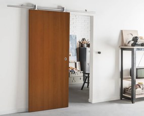 Porta scorrevole reversibile Schubert in mdf marrone, L 93 x H 212 cm, con binario Ermes