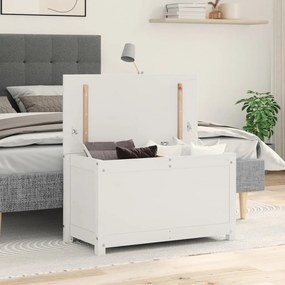 Contenitore Portaoggetti Bianco 80x40x45,5cm Massello Di Pino /
