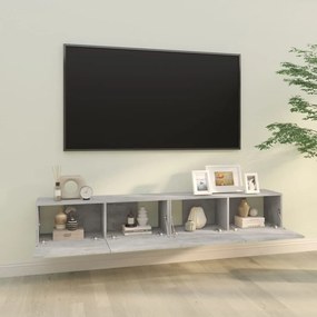 Mobili TV da Parete 2 pz Grigio Cemento 100x30x30 cm in Legno