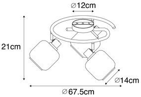 Faretto da soffitto nero con vetro fumé rotondo 3 luci - Zuzanna