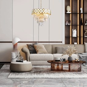 Eko-Light Lampada a sospensione Carisma in metallo color oro, cristalli di vetro, Ø