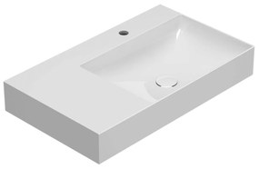 Globo T-Edge Lavabo 80x47 Sospeso O Appoggio Con Vasca A Destra In Ceramica Bianco Lucido