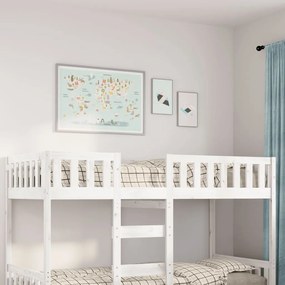 Letto per bambini senza materasso bianco 80x200cm massello pino