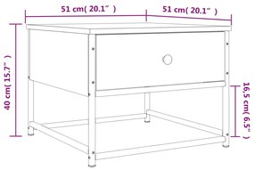 Tavolino da Salotto Rovere Sonoma 51x51x40 cm Legno Multistrato