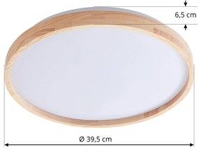 Lindby Smart plafoniera in legno Mirren Ø39,5 cm CCT Tuya