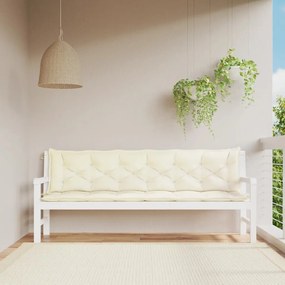 Cuscini Panca Giardino 2pz Bianco Crema 200x50x7 Tessuto Oxford /