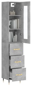 Credenza grigio cemento 34,5x34x180 cm in legno multistrato