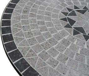 Set Tavolo Mosaico 80 Cm Completo Di 2 Sedie Pieghevoli In Acciaio E Ceramica