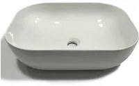 Lavabo da appoggio ceramica bianco rettangolare lavandino lavello arredo 50,5x40,5x14 cm *** finitura- lucido, confez...