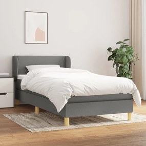 Giroletto A Molle Con Materasso Grigio Scuro 80x200 Cm Tessuto /