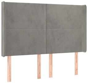 Testiera a led grigio chiaro 147x16x118/128 cm in velluto