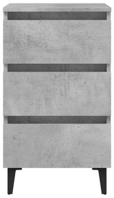 Comodino con gambe in metallo grigio cemento 40x35x69 cm