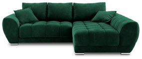 Divano letto angolare verde chiaro con rivestimento in velluto, angolo destro Nuage - Windsor &amp; Co Sofas