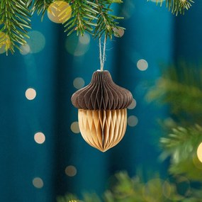 Decorazione per albero di natale in carta fatta a mano 10 cm Honeycomb Acorn – Sass &amp; Belle