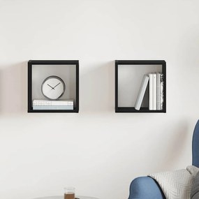 Mensole Parete A Cubo 2 Pz Rovere Nero 30x15x30 Cm Truciolato /