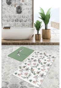 Tappetini da bagno bianco-verde in set di 2 pezzi 60x100 cm - Mila Home