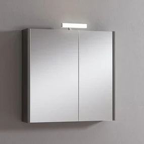 Pensile con luce Akira laccato lucido grigio L 71.5 x H 70 x P 15.5 cm