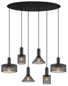 Globo 15648-6H - Lampadario a cavo JEDD 6xE27/60W/230V nero