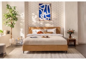 Letto matrimoniale imbottito color senape con materasso incluso/con rete inclusa 180x200 cm Noira Slim – Bonami Selection