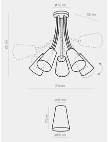 Lampadario per bambini WIRE KIDS 5xE27/15W/230V