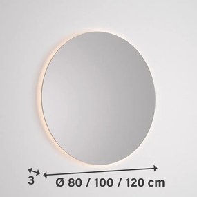 Specchio con illuminazione integrata bagno tondo MADERO L 100 x H 100 x P 3.5 cm grigio / argento