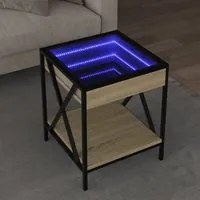 Tavolino da Salotto con LED Infinity Rovere Sonoma 40x40x49 cm 847693