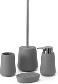 Bicchiere porta spazzolini da appoggio in ceramica grigia Sidney