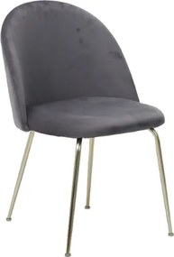 Sedia poltroncina in velluto Grigio Scuro con gambe in metallo Oro - PARIS 2 sedie