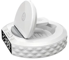 Immax 08983L - Sveglia con display LCD e ricarica wireless Qi 27W/9V bianco