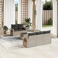 Set Divano da Giardino 6pz con Cuscini Grigio Chiaro Polyrattan 3252239