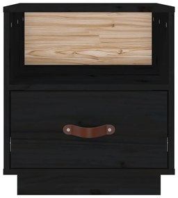 Comodini Nero 2 pz 40x34x45 cm in Legno Massello di Pino