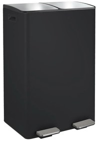 Cestino per la spazzatura nero opaco in acciaio per raccolta differenziata/con pedale 2x30 l Aliya – Spirella