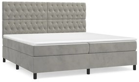 Giroletto a molle con materasso grigio chiaro 200x200cm velluto