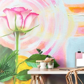 Carta da parati – Rosa su tela da pittura