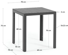 Kave Home - Tavolo da esterno Sirley in alluminio nero 70 x 70 cm
