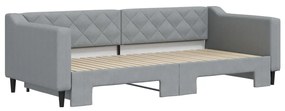 Divano letto con letto estraibile grigio chiaro 90x200 tessuto