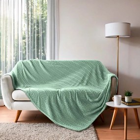 Copriletto verde chiaro in microflanella 180x220 cm Arya – douceur d'intérieur