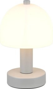 Lampada da tavolo grigia con paralume in vetro (altezza totale 19 cm) Glenn – Trio