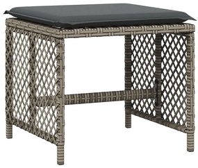 Set da pranzo da giardino 9 pz con cuscini in polyrattan grigio