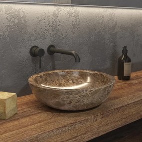 Kamalu - Lavabo bagno da appoggio in marmo grigio/marrone 40cm | Litos-EG40