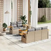 Set Divano da Giardino 6 pz con Cuscini Beige in Polyrattan 3226626