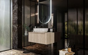 Mobile Bagno Teak 90x50 Amalfi Con Un Cassetto e Lavabo da appoggio in ceramica