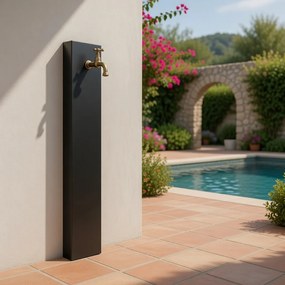 Fontana a Muro da Giardino Con Rubinetto 18x6x100 cm In Acciaio Antracite...