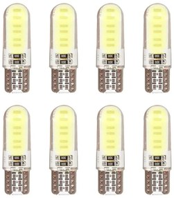 8 Pezzi Lampada Led T10 W5W 10 COB 12V 0.8W 40lm Bianco Freddo 6500K 32mm