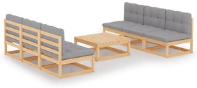 Set divani da giardino 7 pz con cuscini legno massello di pino